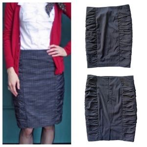 Anthropologie Cartonnier Dark Blue Ruched Pencil Skirt 4